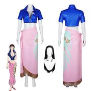 bbganlian Anime One Piece Nico Robin Cosplay Costume Vestito Monkey D. Luffy Gioco di Ruolo Uniforme Set Completo Halloween Festa Carnevale Dress Up Suit con Parrucca per Donne (M)