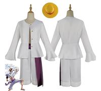 bbganlian Anime One Piece Nika Rufy Cosplay Costume Vestito Portgas D Ace Gioco di Ruolo Uniforme Set Completo Halloween Festa Carnevale Dress Up Suit con Cappello per Uomini (S)