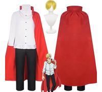 bbganlian Anime One Piece Sanji Cosplay Costume Vestito Monkey D Luffy Gioco di Ruolo Uniforme Set Completo Halloween Festa Carnevale Dress Up Suit con Parrucca per Uomini (L)