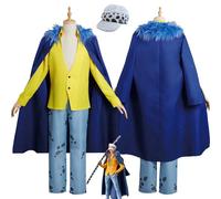bbganlian Anime One Piece Trafalgar D Water Law Cosplay Costume Outfit Gioco di ruolo Uniforme Set Completo Halloween Festa Carnevale Dress Up Suit con Cappello per Uomini Ragazzi (S)