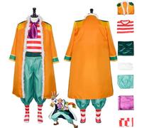bbganlian Anime Personaggio Buggy Cosplay Costume Vestito One Piece Monkey D Luffy Portgas D Ace Uniforme Mantello Set Completo Halloween Festa Carnevale Dress Up Suit per Uomo (L)