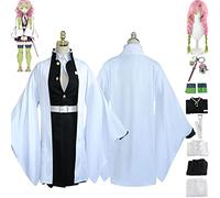 bbganlian Anime Personaggio Kanroji Mitsuri Cosplay Costume Vestito Kimetsu No Yaiba Uniforme Set Completo Halloween Festa Dress Up Suit con Parrucca Copricapo per Donne Ragazze (XXL)