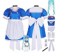 bbganlian Anime Personaggio Kasane Teto Mesmerizer Cosplay Costume Vestito H'atsune M'iku Gioco di Ruolo Uniforme Set Completo Halloween Festa Dress Up Suit con Parrucca per Donne (XL)