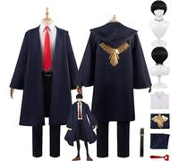 bbganlian Anime Personaggio Mush Burned Cosplay Costume Outfit Mashle Magic and Muscles Uniforme Set Completo Halloween Festa Carnevale Dress Up Suit con Parrucca per Uomini (XXL)