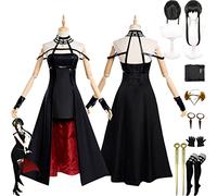 bbganlian Anime Personaggio Yor Forger Cosplay Costume Vestito Gioco di Ruolo Uniforme Set Completo Halloween Carnevale Dress Up Suit con Parrucca Orecchini Copricapo per Donne (L)
