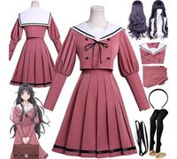 bbganlian Anime The Fragrant Flower Blooms with Dignity Waguri Kaoruko Cosplay Costume Vestito Gioco di Ruolo Uniforme Set Completo Halloween Dress Up Suit con Parrucca per Donne (L)