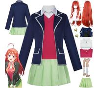 bbganlian Anime The Quintessential Quintuplets Nakano Itsuki Cosplay Costume Vestito Gioco di Ruolo Uniforme Set Completo Halloween Carnevale Dress Up Suit con Parrucca per Donne (M)