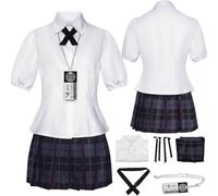bbganlian Live-action Version Kakegurui Saotome Meari Cosplay Costume Vestito Gioco di Ruolo Uniforme Set Completo Halloween Festa Carnevale Dress Up Suit con Collana per Donne (XL)