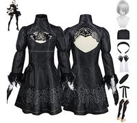 bbganlian Nier Automata Yorha No. 2 Type B Cosplay Costume Vestito Personaggio del gioco Uniforme Set Completo Halloween Festa Carnevale Dress Up Suit con Parrucca per Donne (XS)