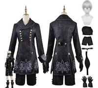 bbganlian Nier Automata Yorha No. 9 Type S Cosplay Costume Vestito Personaggio del gioco Uniforme Set Completo Halloween Festa Carnevale Dress Up Suit con Parrucca per Uomini (L)