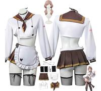 bbganlian NIKKE The Goddess of Victory Brady Costume Cosplay Vestito Personaggio del Gioco Uniforme Set Completo Halloween Festa Carnevale Dress Up Suit con Parrucca per Donne (XXL)