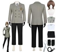 bbganlian Persona5 Akechi Goro Cosplay Costume Vestito Personaggio del gioco Amamiya Ren Uniforme Set Completo Halloween Carnevale Festa Dress Up Suit con Parrucca per Uomini (L)