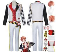 bbganlian Personaggio del Gioco Ace Trappola Cosplay Costume Vestito Twisted Wonderland Gioco di ruolo Uniforme Set Completo Halloween Festa Dress Up Suit con Parrucca per Uomini (XXL)