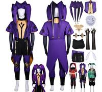 bbganlian Personaggio del Gioco Jester Cosplay Costume Vestito Gioco di Ruolo Uniforme Set Completo Halloween Carnevale Festa Dress Up Suit con Cappello Mascherina per Uomo