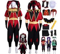 bbganlian Personaggio del Gioco Pierrot Cosplay Costume Vestito Gioco di Ruolo Uniforme Set Completo Halloween Carnevale Festa Dress Up Suit con Cappello Mascherina per Uomo (L)