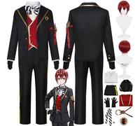 bbganlian Personaggio del Gioco Riddle Rosehearts Cosplay Costume Vestito Twisted Wonderland Uniforme Set Completo Halloween Festa Carnevale Dress Up Suit con Parrucca per Uomini (XXL)