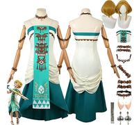 bbganlian Tears of the Kingdom Zelda Cosplay Costume Vestito Personaggio del gioco Uniforme Set Completo Halloween Festa Carnevale Dress Up Suit con Parrucca Copricapo per Donne (S)