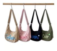 BBGDP Borsa A Tracolla Personalizzata Con Nome Ricamato, Borsa A Tracolla In Corduroy A Coste For Donna, Tracolla Regolabile, Regalo Personalizzato For Mamma, Fidanzata, Addio Al Nubilato