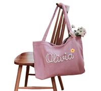 BBGDP Borsa Tote Con Nome All'uncinetto In Velluto A Coste Personalizzato, Borsa Da Viaggio In Ciniglia Personalizzata, Essenziale For Il Fine Settimana, Regali For La Festa Della Mamma