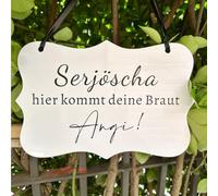 BBGDP Cartello Personalizzato for Matrimonio Ecco Che Arriva La Tua Sposa for Zio (Sposo) Portatore Dell'anello/Damigella d'Onore, Cartello Personalizzato for Matrimonio Damigella d'Onore