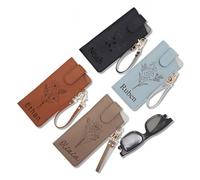 BBGDP Custodia Per Occhiali Da Sole In Pelle Con Nome Personalizzato Inciso, Custodia Protettiva Per Occhiali Personalizzata Con Cordino, Supporto Per Eyeglasses Da Sole Da Viaggio Portatile