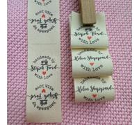 BBGDP Etichette Personalizzate in Tessuto di Cotone con Nome E Icona Personalizzati, Etichette da Cucire per Oggetti Fatti A Mano, Labels da Cucito Made with Love, Regali Fai da Te(25 * 50mm)