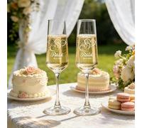 BBGDP Flute Da Champagne Personalizzato For Matrimonio, Set Di 2 Bicchierini Da Champagne Personalizzati Con Nomi E Data, Elegante Decorazione For Ricevimento Di Nozze, Regalo Ricordo