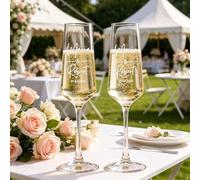 BBGDP Flute Da Champagne Personalizzato Per Festa Nuziale, Bicchiere Da Champagne Personalizzata Per Il Giorno Del Matrimonio, Bomboniere Per Damigelle D'onore, Ospiti - Set Di 2
