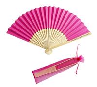 BBGDP Ventagli Pieghevoli in Seta da Matrimonio Personalizzati da 10 Pezzi, Ventagli in bambù Personalizzata per Oggetti di Scena per Foto, Bomboniere, Souvenir di Nozze(Rose Red)