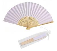 BBGDP Ventagli Pieghevoli in Seta da Matrimonio Personalizzati da 10 Pezzi, Ventagli in bambù Personalizzata per Oggetti di Scena per Foto, Bomboniere, Souvenir di Nozze(White)