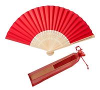 BBGDP Ventagli Pieghevoli in Seta da Matrimonio Personalizzati da 10 Pezzi, Ventagli in bambù Personalizzata per Oggetti di Scena per Foto, Bomboniere, Souvenir di Nozze(Red)