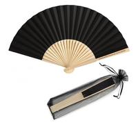 BBGDP Ventagli Pieghevoli in Seta da Matrimonio Personalizzati da 10 Pezzi, Ventagli in bambù Personalizzata per Oggetti di Scena per Foto, Bomboniere, Souvenir di Nozze(Black)