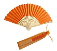BBGDP Ventagli Pieghevoli in Seta da Matrimonio Personalizzati da 10 Pezzi, Ventagli in bambù Personalizzata per Oggetti di Scena per Foto, Bomboniere, Souvenir di Nozze(Orange)