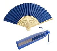 BBGDP Ventagli Pieghevoli in Seta da Matrimonio Personalizzati da 10 Pezzi, Ventagli in bambù Personalizzata per Oggetti di Scena per Foto, Bomboniere, Souvenir di Nozze(Dark Blue)