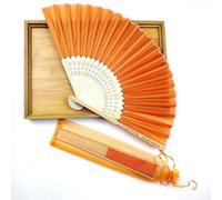 BBGDP Ventagli Pieghevoli Personalizzati da 10/20/30/50/100 Pezzi per Eventi, Ventaglio Portatile con Incisione Personalizzata per Feste di Matrimonio, Bomboniere per Addio al Nubilato(Orange)