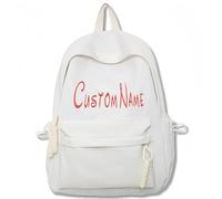 BBGDP Zaini Personalizzati per Bambini, Borse Scolastiche Con Nome Ricamato, Borse A Tracolla Alla Moda, Regalo per Il Ritorno A Scuola per Studenti(White)