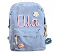 BBGDP Zaini Scolastici Personalizzati In Velluto A Coste Per Bambini, Zaino Personalizzato Per Libri Con Corda In Cotone Intrecciata, Borse Per Il Ritorno A Scuola Per Bambini(Blue)