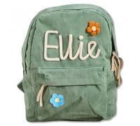 BBGDP Zaini Scolastici Personalizzati In Velluto A Coste Per Bambini, Zaino Personalizzato Per Libri Con Corda In Cotone Intrecciata, Borse Per Il Ritorno A Scuola Per Bambini(Green)