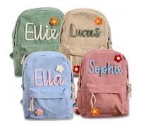 BBGDP Zaino Personalizzato Per Bambini, Zaino In Velluto A Coste Personalizzato Con Corda In Cotone Intrecciata, Borsa Per Il Ritorno A Scuola, Borsa Per Libri Di Grande Capacità Per Bambini