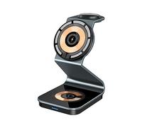 BBIAM Stazione di ricarica wireless magnetica 3 in 1 con adattatore da 30 W, stazione di ricarica wireless magnetica ultra sottile in lega di alluminio, supporto per caricabatterie wireless magnetico