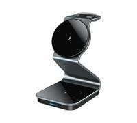 BBIAM Stazione di ricarica wireless magnetica 3 in 1 con adattatore da 30 W, stazione di ricarica wireless magnetica ultra sottile in lega di alluminio, supporto per caricabatterie wireless magnetico