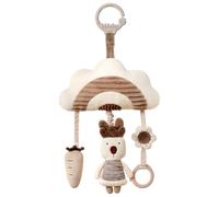 BBINJOY Giocattolo per passeggino, coniglietto, peluche musicale per bambini, giocattolo da appendere con carillon, massaggiagengive e sonaglio