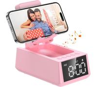 BBL Cassa Bluetooth 3 in 1 con Supporto Pieghevole e Orologio, Rosa | suono stereo HD,batteria da 1200 mAh,fino a 12-15 ore di autonomia,base antiscivolo,Idea regalo originale per uomo e donna