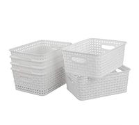 Bblie 6-pack Bianca Cestini In Vimini Cestino Portaoggetti di Plastica Cesto Rattan