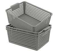 Bblie Grigio Cesto Plastica Grande, Set di 3, Cesto Portaoggetti in Plastica, Cesta Plastica Rettangolare