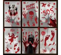 BBLIKE Adesivi Vetro Halloween, 10 Foglie Adesivi Vetrofanie Senza Colla con Impronte Insanguinate, Ombre spettrali Decorazioni Halloween Finestra Terrore per Casa Stregata Porte Feste