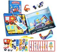 BBLIKE Libro magnetico, puzzle da 39 pezzi per bambini dai 3 ai 5 anni, macchinina con 9 carte di riferimento, puzzle di macchinine da travestire, regalo per bambine e bambini, ideale per viaggi e scu