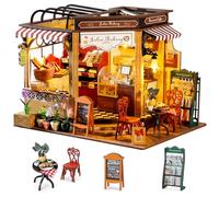 BBLIKE Modello Kit Baker's Shop DIY Mini House Mini Casa di bambole in legno, puzzle 3D con luci a LED a induzione, artigianato per la decorazione della casa, regali di compleanno per bambini e adulti