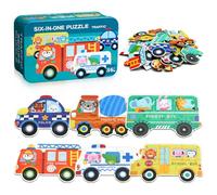 BBLIKE Puzzle Bambini 2 3 4 Anni - 6 Pezzo Legno Puzzle Bambina, Gioco Educativo Regali per Bimbo, Giocattoli Montessori da Viaggio, Regalo Compleanno per Bimba Ragazza Maschio 2-5 Anni（Trasporto）