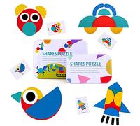 BBLIKE Puzzle in legno, 36 puzzle a forma di puzzle + 60 pezzi di puzzle per bambini Montessori giocattoli educativi per ordinare e impilare giochi per bambini di età superiore a 3 anni